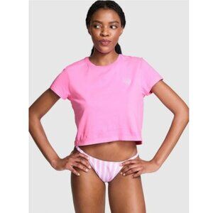 PINK Victoria's Secret Cropped TEE In Vibrant Pink XXL NWT